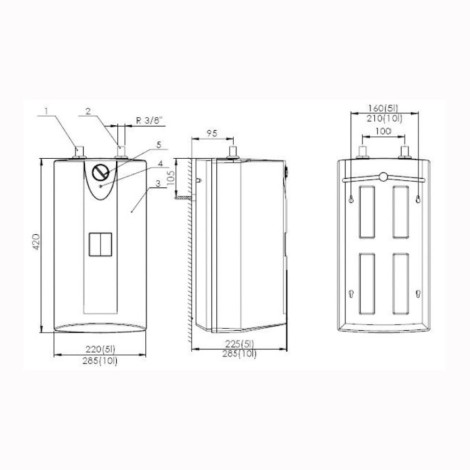 Elektromet  Beta Mini 5 l pojemnościowy ogrzewacz wody ciśnieniowy podumywalkowy