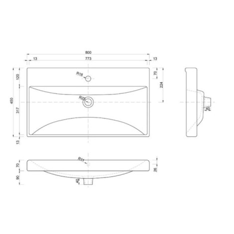 Defra Verso umywalka meblowa 80cm