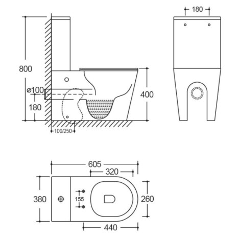 Lavita Neptun Black kompakt WC bezkołnierzowy z deską wolnoopadającą