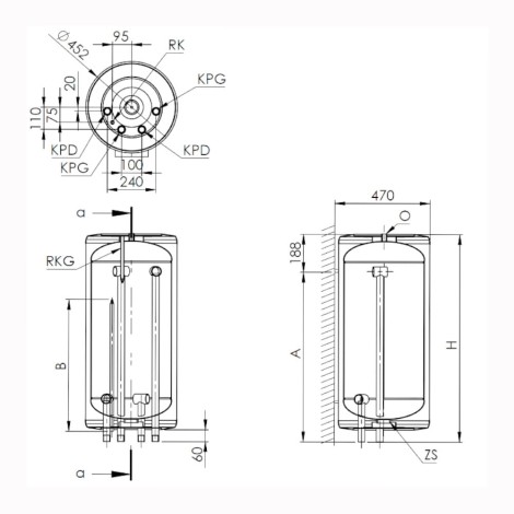 Elektromet zbiornik buforowy BWE 100 l do pomp ciepłła  wiszący