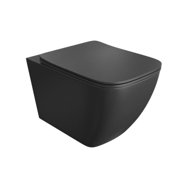 Lavita Onil rimless black miska WC wisząca z deską wolnoopadającą