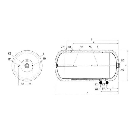 Elektromet wymiennik dwupłaszowy poziomy WGJ-g TURBO 80 L
