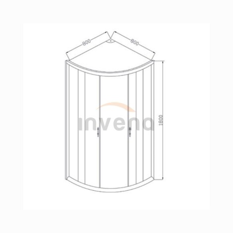 Invena Victoria kabina prysznicowa półokrągła drzwi przesuwne 80x80x180 cm - rysunek techniczny.