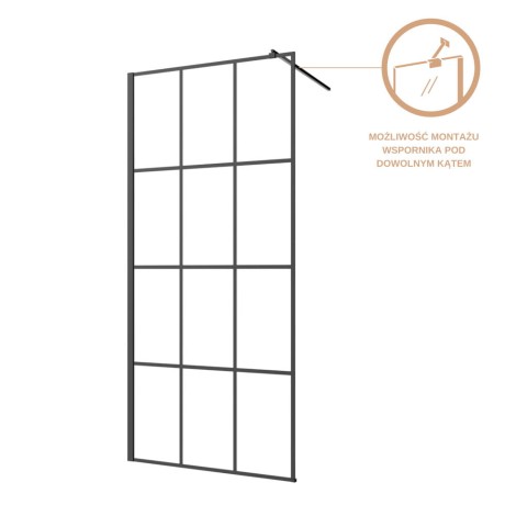 Invena kabina Walk-in II 900x2000mm profil czarny
