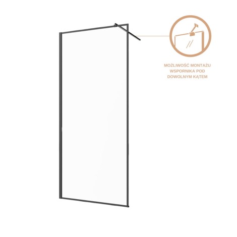 Invena kabina walk-in II 900x2000 mm profil czarny