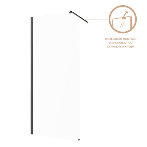 Inwena kabina Walk-in II 900x2000mm profil czarny