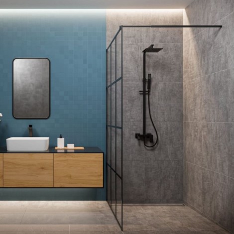 Invena kabina Walk-in II 900x2000mm profil czarny