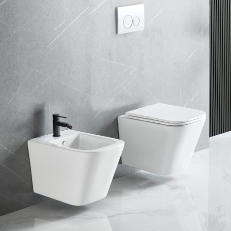 Invena Florina bidet podwieszany kwadratowy biały.
