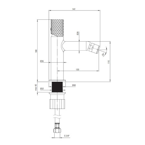 Deante Silia Hexa bateria bidetowa stal szczotkowana