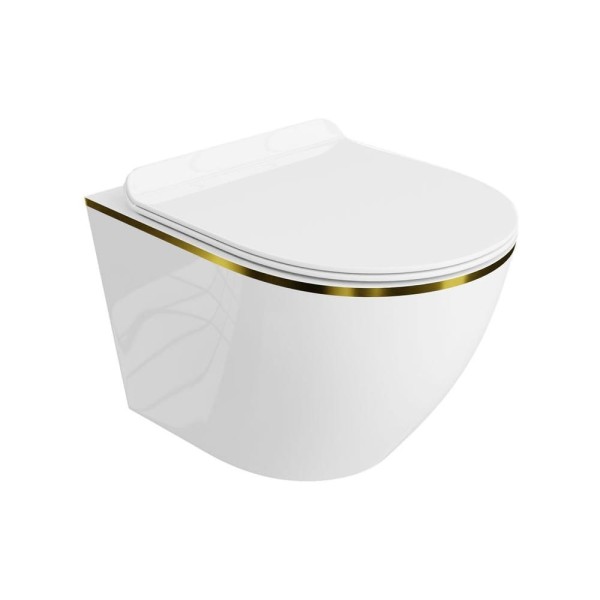 Lavita Sofi with Gold Line 2.0 miska WC wisząca ze spłukiwaniem wirowym i deską wolnoopadającą Slim