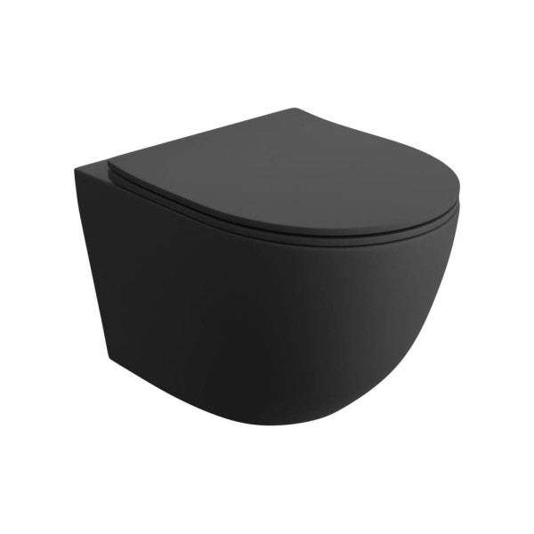 Lavita Sinto black 2.0 miska WC wisząca ze spłukiwaniem wirowym i deską wolnoopadającą.