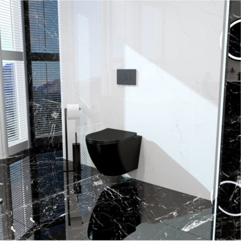 Lavita Sinto Black 3.0 miska WC wisząca ze spłukiwaniem wirowym i deską wolnoopadającą