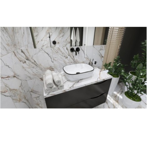 Lavita Costa Slim with black line umywalka nablatowa 46x32.5