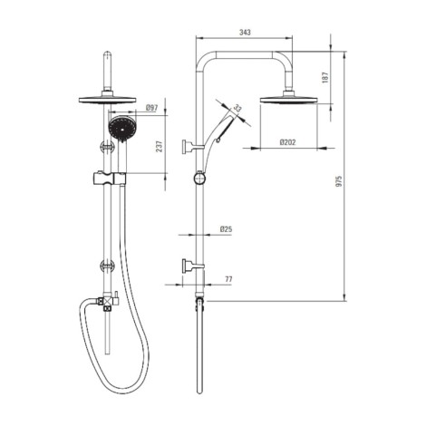 Deante Lobo deszczownica 1-funkcyjna chrom