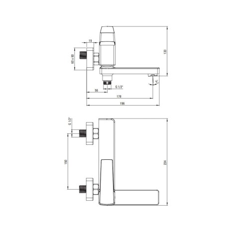 Deante Blur bateria wannowa ze składaną wylewką ścienna biała