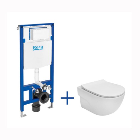Roca Meridian zestaw podtynkowy  z miską WC podwieszaną i deską wolnoopadającą białą