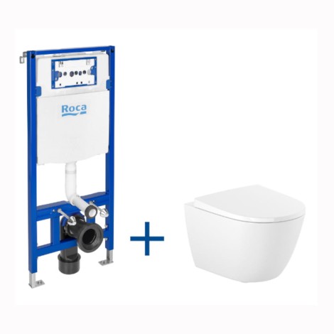 Roca Ona zestaw podtynkowy  z miską WC podwieszaną i deską wolnoopadającą białą