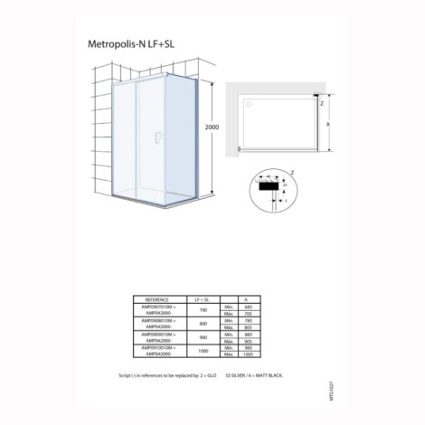Roca Metropolis-N ścianka prysznicowa boczna 80 cm