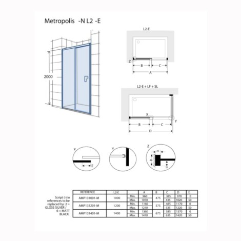 Roca Metropolis-Nl drzwi przesuwne 100 cm chrom
