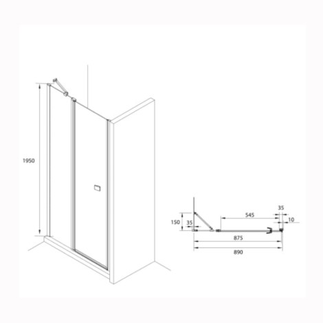 Roca Capital drzwi skrzydłowe z polem stałym  90 cm czarny mat.