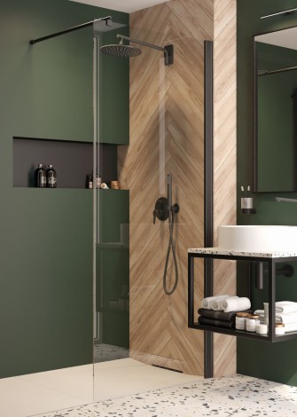 Deante Kerria Plus ścianka prysznicowa walk-in 80 cm czarna