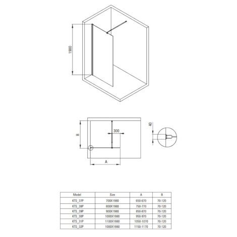 Deante Kerria Plud ścianka prysznicowa walk-in 70 cm czarna