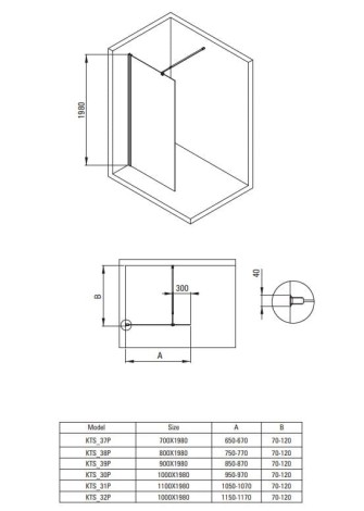 Deante Kerria Plus ścianka prysznicowa walk-in 100 cm czarna