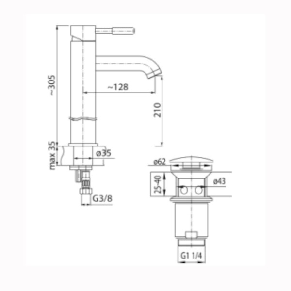 Valvex Vegane Bianco bateria umywalkowa stojąca wysoka z automatycznym korkiem spustowym biała