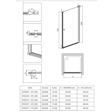 Deante Kerria Plus drzwi wahadłowe 90 cm