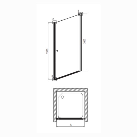 Deante Kerria Plus drzwi wahadłowe 70 cm chrom - rysunek techniczny.