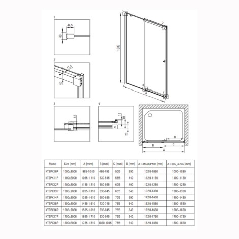 Deante Kerria Plus kabina prysznicowa drzwi przesuwne prostokątna 120x90 czarna