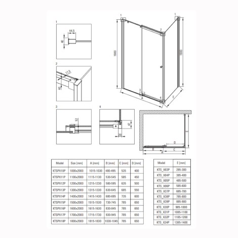 Deante Kerria Plus kabina prysznicowa drzwi przesuwne prostokątna 120x90 czarna