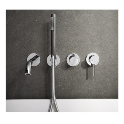 Kfa Moza zestaw wannowy podtynkowy z baterią 3-otworową 2-funkcyjną chrom