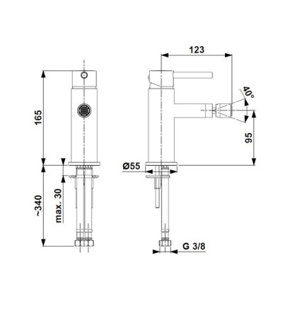 Kfa Moza bateria bidetowa chrom
