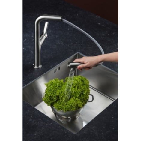 Kfa Duero Design Basic bateria zlewozmywakowa stojąca z wyciąganą wylewką inox