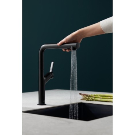 Kfa Duero Design Basic bateria zlewozmywakowa stojąca z wyciąganą wylewką czarna