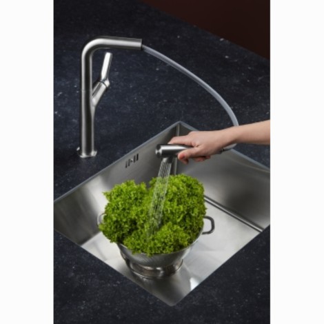 Kfa Duero Design Basic bateria zlewozmywakowa stojąca z wyciąganą wylewką inox.