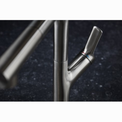 Kfa Duero Design Basic bateria zlewozmywakowa stojąca z wyciąganą wylewką inox.