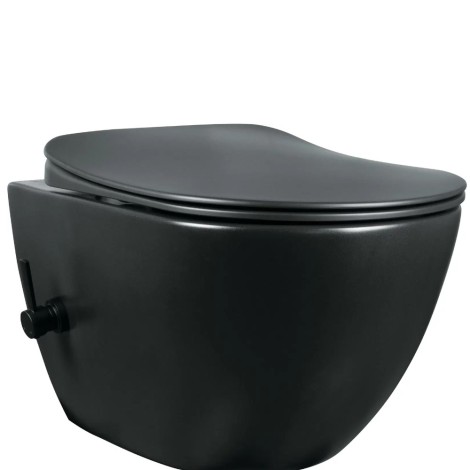 Deante Peonia miska WC wisząca z funkcją bidetu z deską i baterią mieszaczową czarna