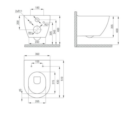 Deante Peonia Zero miska WC wisząca bezkołnierzowa czarna