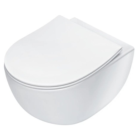 Deante Peonia miska WC wisząca bezkołnierzowa z deską biała