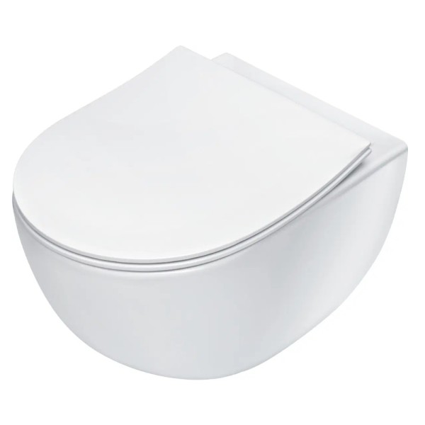 Deante Peonia miska WC wisząca bezkołnierzowa z deską biała