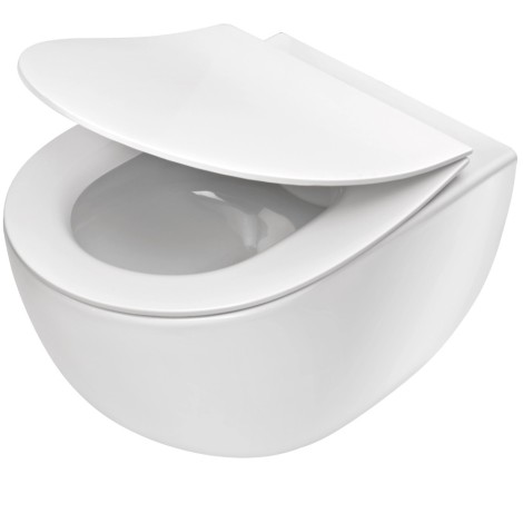 Deante Peonia miska WC wisząca bezkołnierzowa z deską biała
