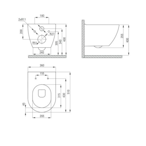 Deante Peonia Zero miska WC wisząca bezkołnierzowa antracy