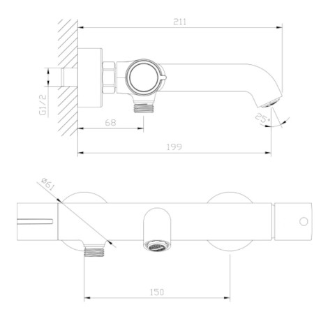 AVAPAX Ultimate bateria wannowa ścienna chrom