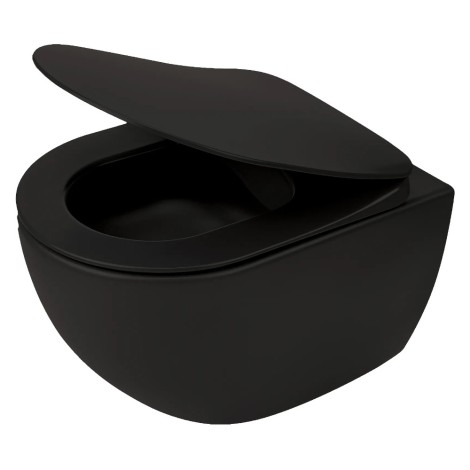 Deante Peonia miska WC wisząca bezkołnierzowa z deską czarna
