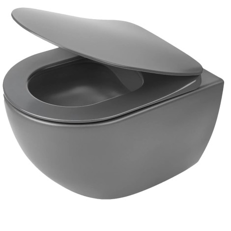 Deante Peonia miska WC wisząca bezkołnierzowa z deską antracyt/titanium