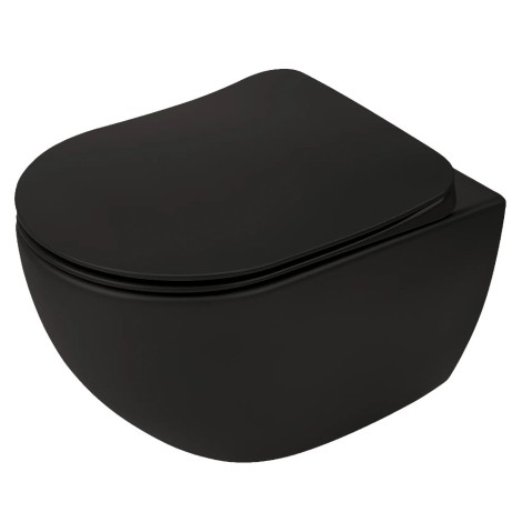 Deante Peonia miska WC wisząca bezkołnierzowa z deską czarna