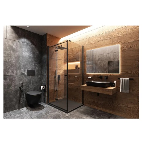 Deante Peonia miska WC wisząca bezkołnierzowa z deską czarna