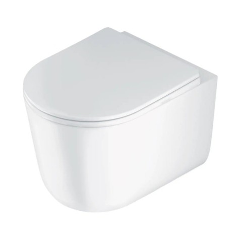 Deante Jasmin miska WC wisząca bezkołnierzowa wirowa w zestawie z deską biała